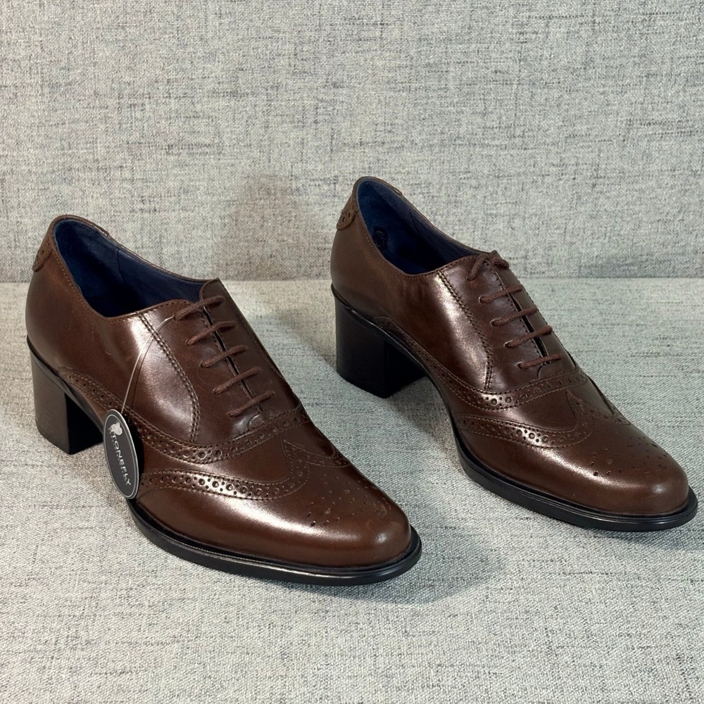 Stonefly Women Shoe EUR 36 US 5.5 Brown Leather Wingtip Brogue Heeled Oxford